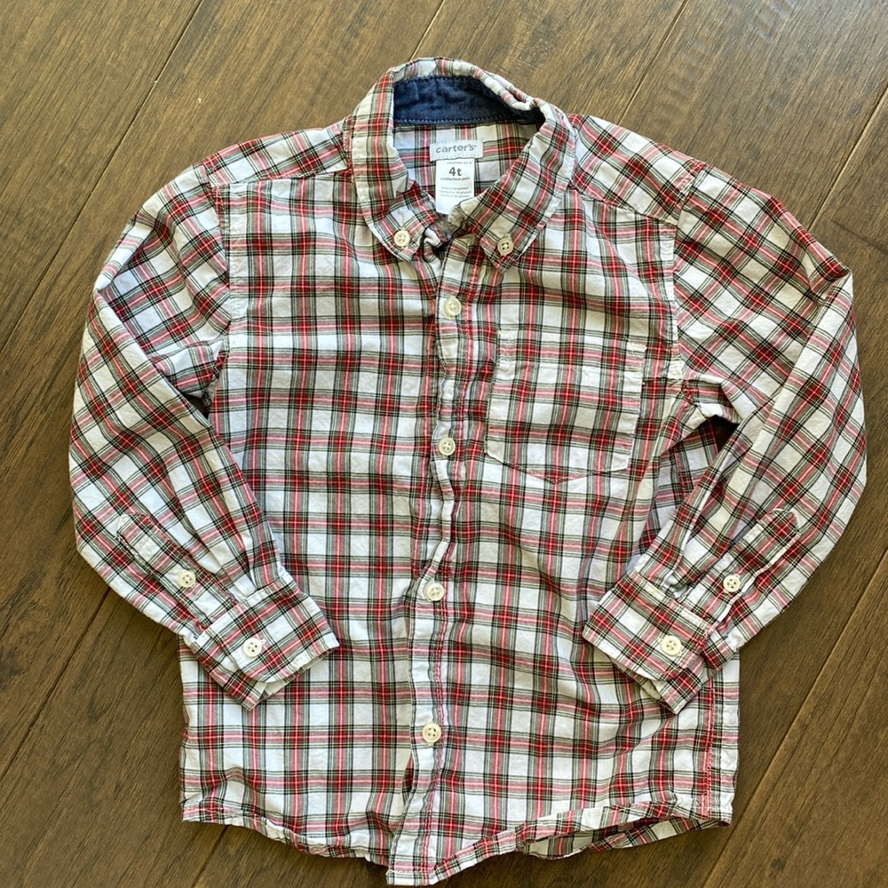 Carter’s Long Sleeve Button Up Plaid Dress Shirt